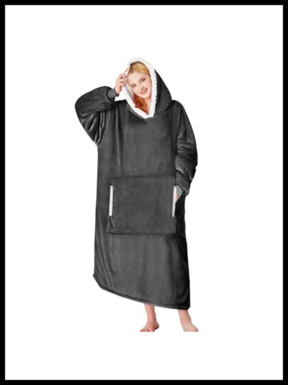Oversized Wearable Blanket Hoodie Sherpa Fleece Pullover
